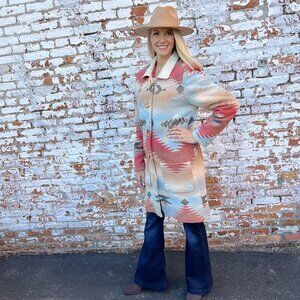 New - Vintage Cotton Beacon Coat - With Leather Trimmed Purse - Sky Blue